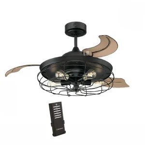 VENTILADOR DE TECHO CON LUZ RETRACTIL 105CM NEGRO MATE DUNLIN 73001 FARHO