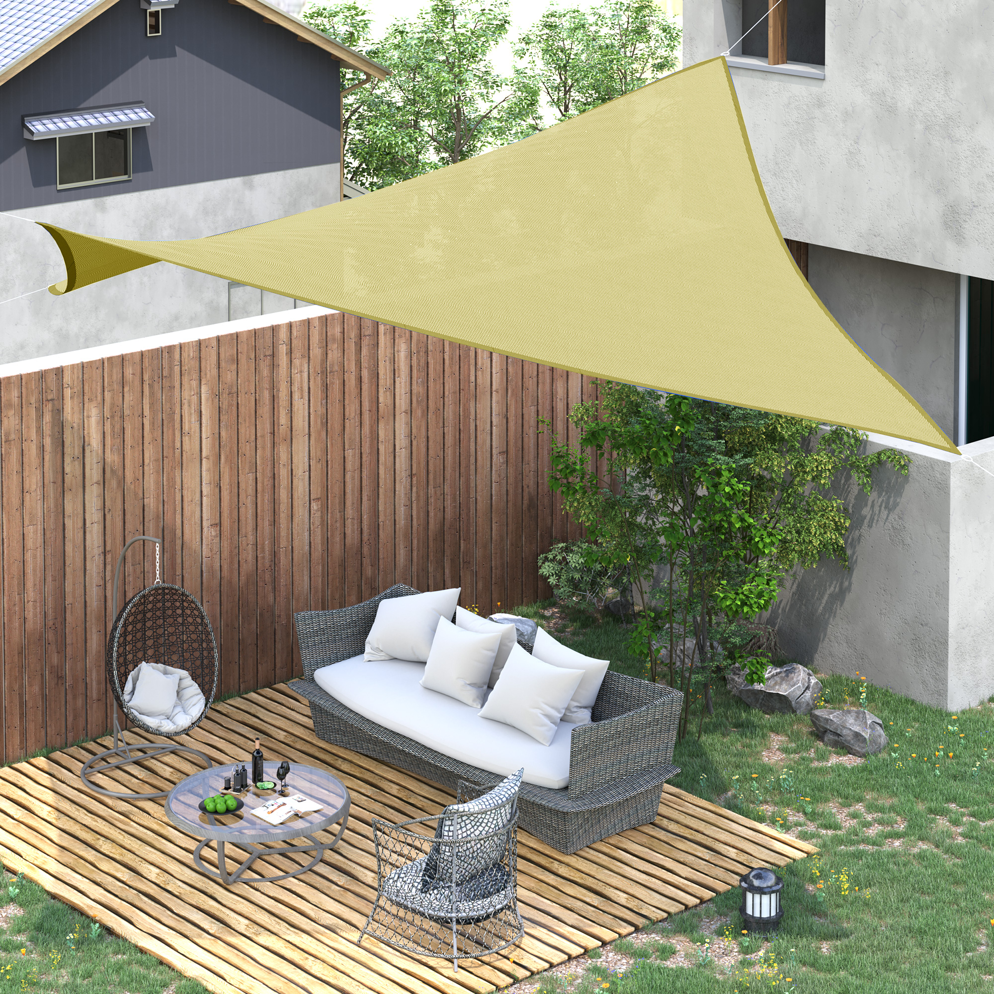 Outsunny Toldo Vela de Sombra Cuadrado 3×3 m Toldo de Terraza de Poliéster con Anillo de Acero Inoxidable y Cuerdas para Jardín Patio Arena - Imagen 2