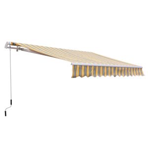 Outsunny Toldo Manual Plegable 3.5×2.5m de Aluminio Toldo Balcón Patio Terraza con Manivela Resistente al Agua Protección Solar UV para Jardín Exterior Amarillo