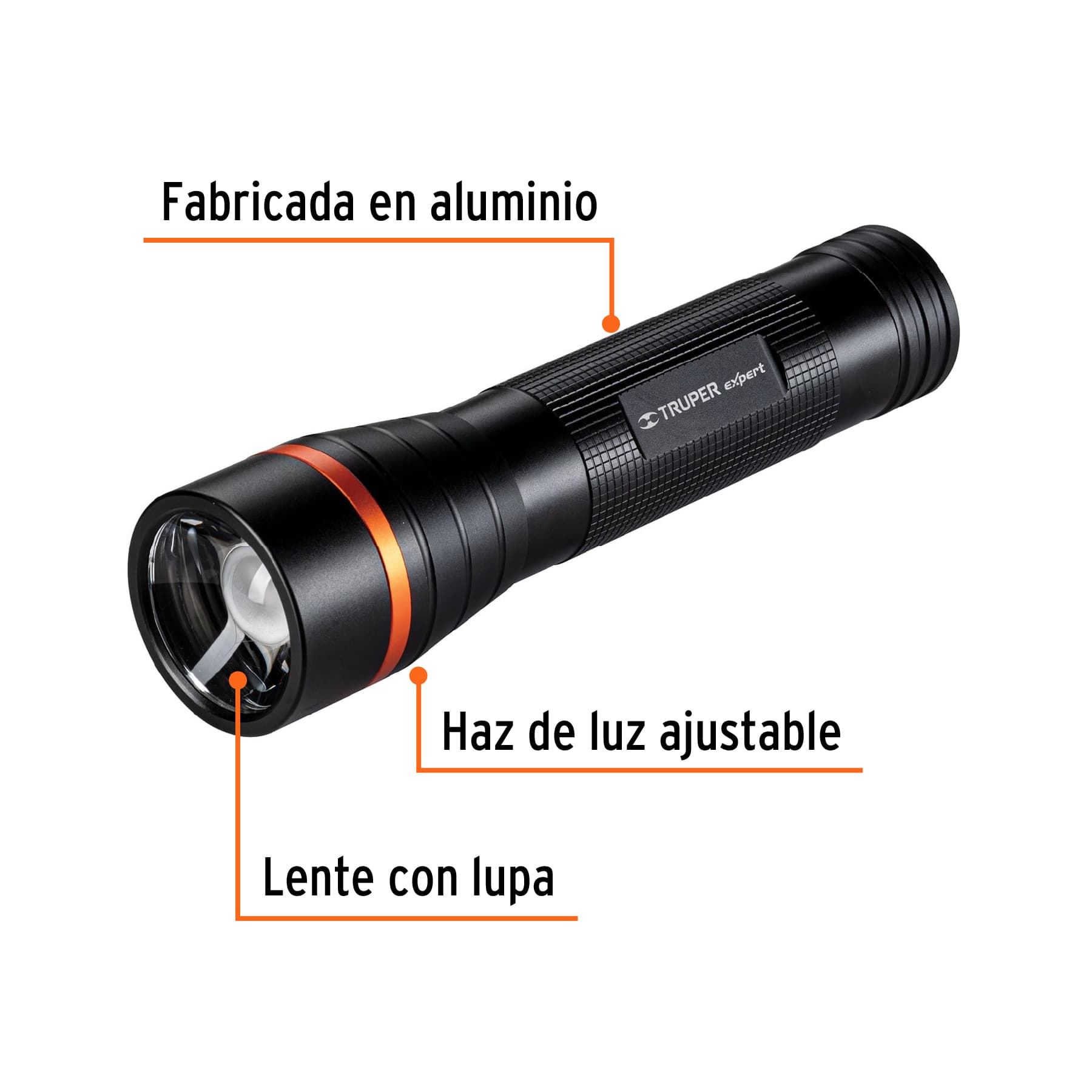 Linterna de aluminio LED Cree 500 lm con 2 pilas D, Truper LINA-2DN 18813 - Imagen 2